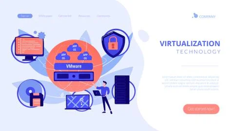 Virtualization technology concept landing page Illustrazione stock