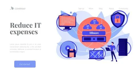 Virtualization technology concept landing page Illustrazione stock