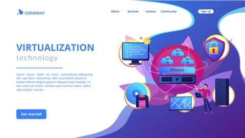 Virtualization technology concept landing page Illustrazione stock