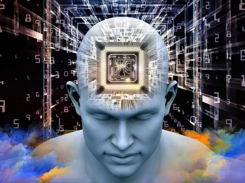 Virtualization of Thought Free Stock Illustration