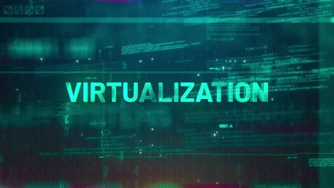 Virtualization Word on High Technology Futuristic Background 1 Stock Footage 342799326