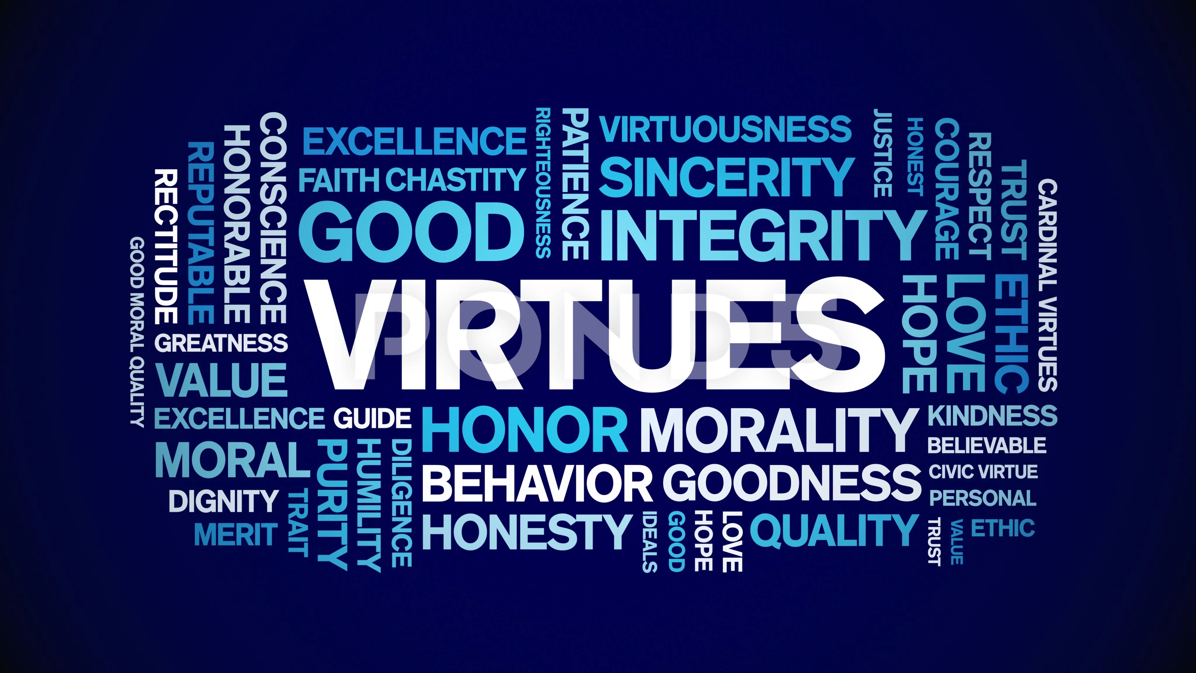 Virtues animated word cloud,animation te, Stock Video