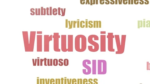 Virtuosity Word Cloud Animated Isolated On White Stock Footage 103653387