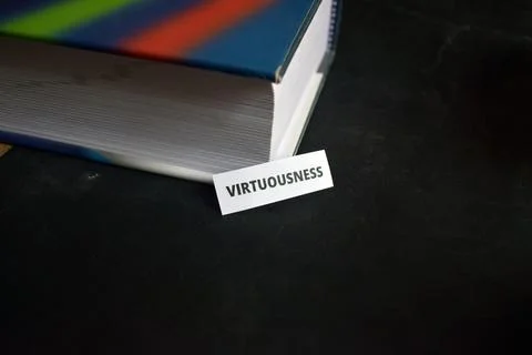 Virtuousness Paper Tab Between Book Pages Symbolizing Integrity, Kindness a.. Фото