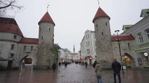Viru Gate Tallinn Stock Footage 329880218