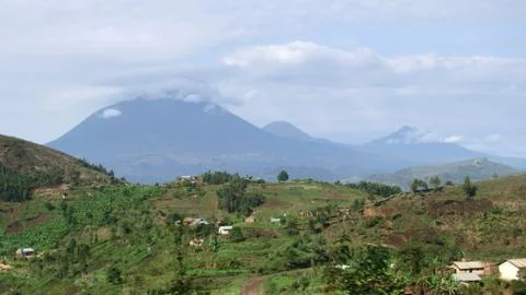 Virunga mountains panoramic scenery Stock Photos