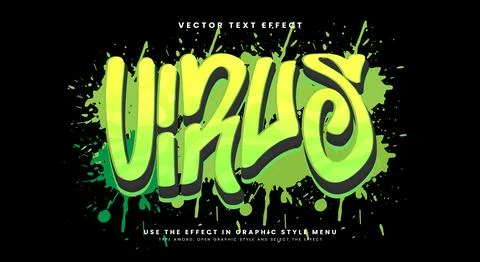 Virus 3d editable text effect template 스톡 일러스트