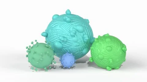 Virus 3d rendering on white background for medical content.. Stock Illustration