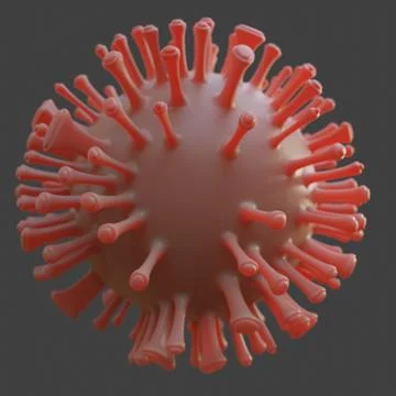 Virus. Abstract red 3d microbe on gray background Illustrazione stock