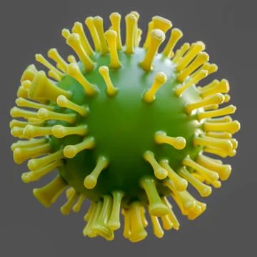 Virus. Abstract red 3d microbe on gray background Stock Illustration