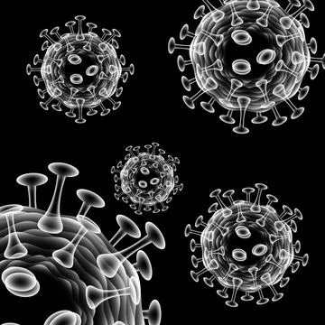 Virus. Abstract vector 3d microbe isolated on black background. Stock Illustration