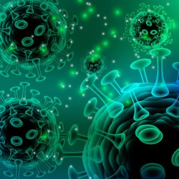 Virus. Abstract vector 3d microbe isolated on black background. Stock Illustration