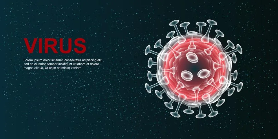 Virus. Abstract vector 3d microbe on blue background. Stock-Illustration