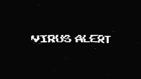 Virus alert text with glitch screen effects on a black background. Stock Footage 150772259