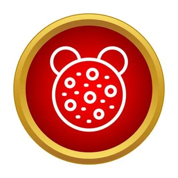 Virus and bacteria microbe icon on red background Stock Illustration