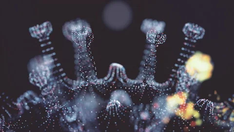 Virus And Bacteria Under Electron Microscope. Viral Epidemic Disease. Health Stock Footage 132675412