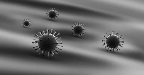 Virus And Bacteria Under Electron Microscope. 3D Illustration Render. Illustrazione stock