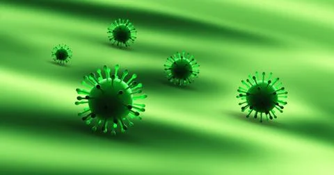 Virus And Bacteria Under Electron Microscope. 3D Illustration Render. Illustrazione stock