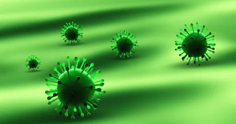Virus And Bacteria Under Electron Microscope. 3D Illustration Render. Illustrazione stock