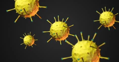 Virus And Bacteria Under Electron Microscope. 3D Illustration Render. Illustrazione stock