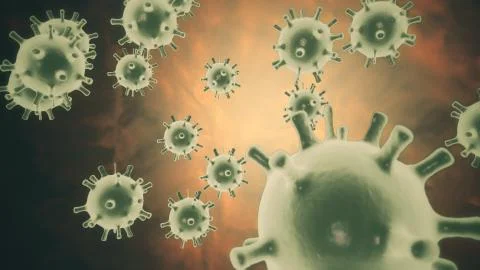 Virus And Bacteria Under Electron Microscope. Viral Epidemic Disease. Health Illustrazione stock
