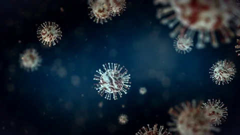 Virus and germ animations spin foreground and background, medium shot Video stock 124331580