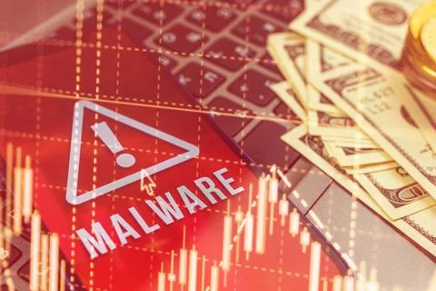 Virus and malware alert background, cyber crime with mobile phone, hacking th Stock Photos