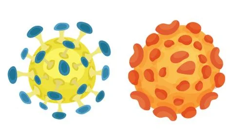 Virus and Microbes of Different Shape with Flagella Vector Set Stock Illustration