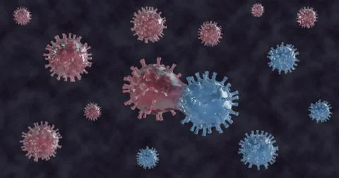 Virus and mutations process 3d illustartion. 3d render. Stock Illustration