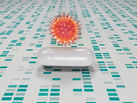 Virus and pill Stock Illustration