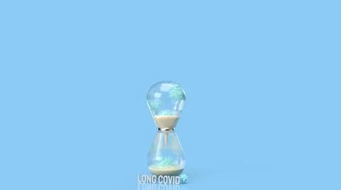 The virus and sand clock on blue background  for long covid concept 3d render Stock Illustration