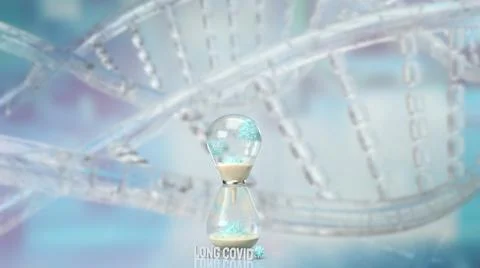 The virus and sand clock on sci background  for long covid concept 3d renderi Stock Illustration