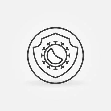 Virus and Shield in Circle vector concept outline icon イラスト素材