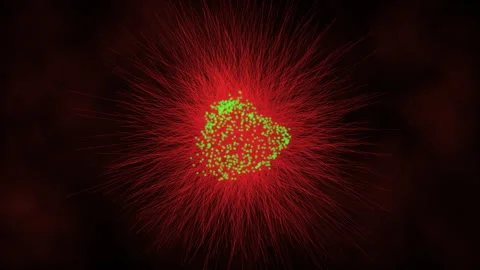 Virus animation, Disease X, microscopic view of floating cells Stock Footage 267395816
