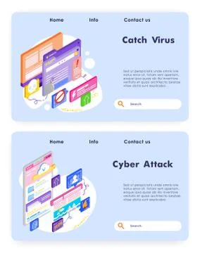 Virus attack and cyber security. Fraud and ransom malware. Cloud storage attack Illustrazione stock