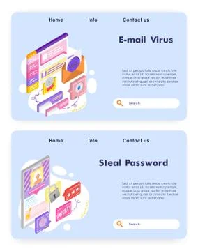 Virus attack and malware email. Cyber security, phishing and password stealing Stock Illustration