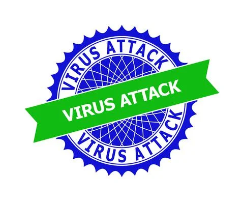 VIRUS ATTACK Bicolor Clean Rosette Template for Stamp Seals Stock Illustration