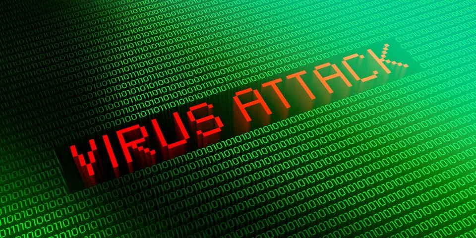 Virus attack - binary code concept - 3D illustration 스톡 일러스트