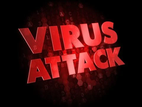 Virus Attack on Dark Digital Background. 스톡 일러스트