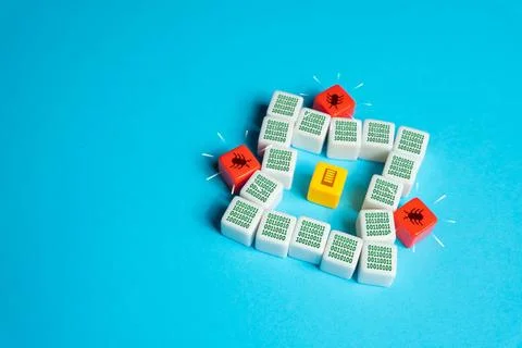 Virus attack on the database server. Ddos. Threat to critical infrastructu... Stock Photos