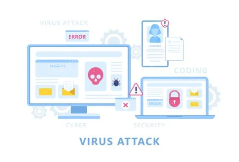 Virus attack on the digital device. Personal data Stock Illustration