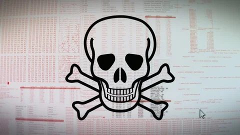Virus Attack - Hacking, Skull - background - 4K Stock Footage 102158587