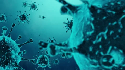 Virus attack. Influenza viruses. (SARS-CoV-2, Covid-19, 2019nCoV). 3D Stock Footage 135646608