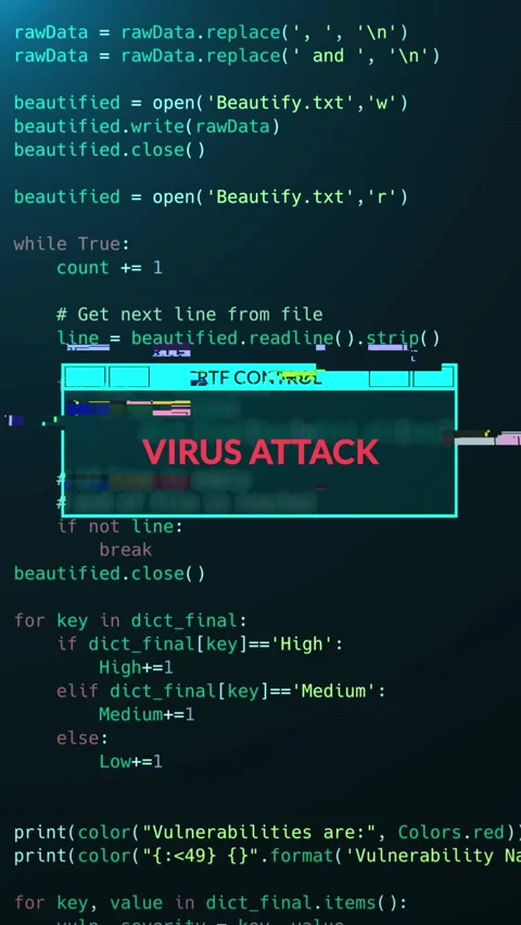 Virus Attack notification message over computer hacking program Stock Footage 201352437
