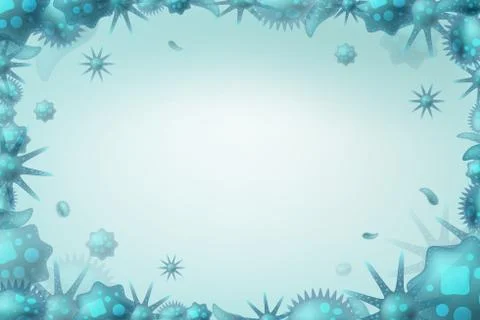 Virus attack or epidemic vector illustration. Frame of microorganisms Stock Illustration