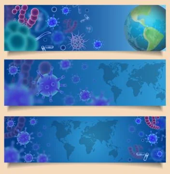 Virus attack vector banner web template set Stock Illustration