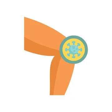 Virus attacking human knee joint icon flat style Illustrazione stock