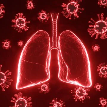 Virus attacking the human lungs. Lungs disease Stock Illustration