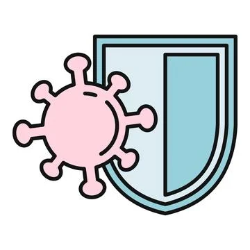 Virus attacking shield representing protection and immunity Stock Illustration