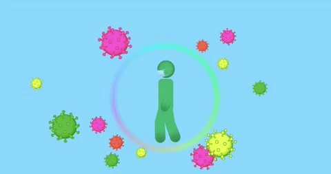 The virus attacks, but cannot harm a person. Animation 4k Stock Footage 154447190